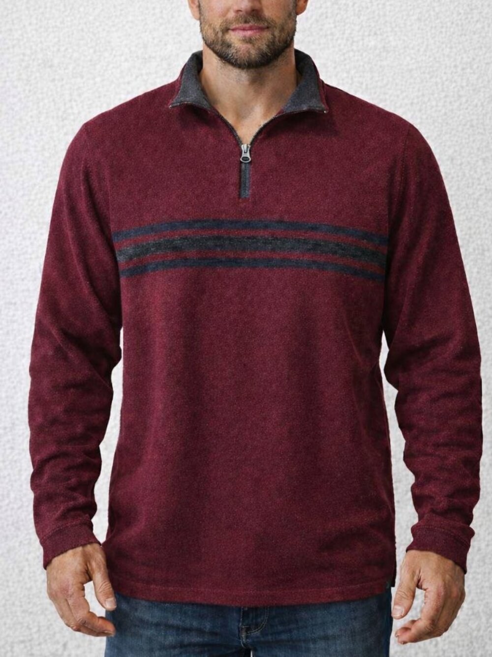 Prana Holberg Maroon Pullover 1/4 Zip Long Sleeve Sweater